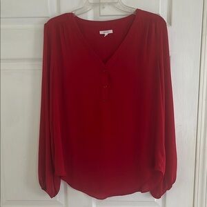 Women's Red V-Neck Blouse